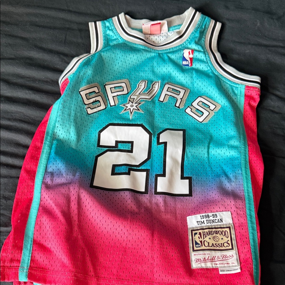 Mitchell & Ness Kids Spurs Jersey - Teal and Red